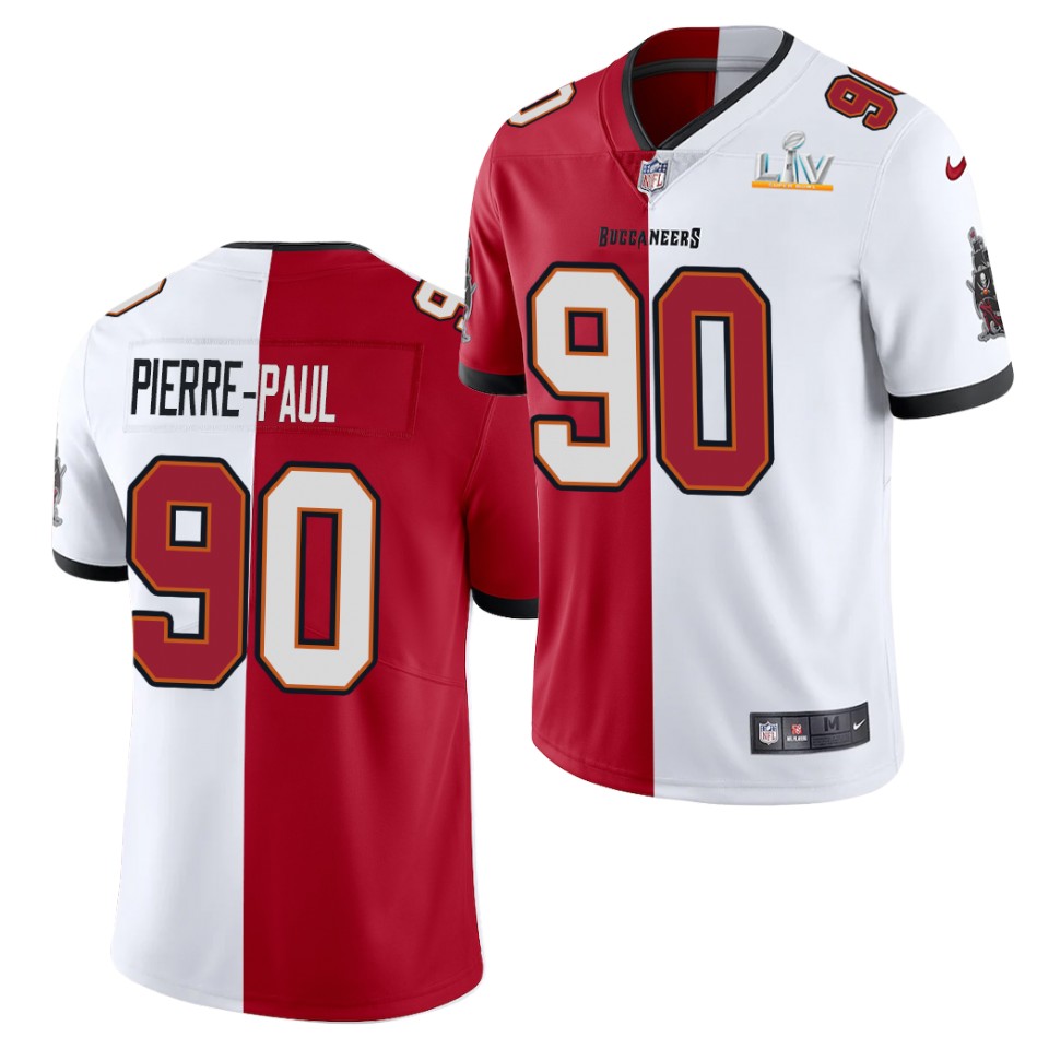 Mens Tampa Bay Buccaneers #90 Jason Pierre-Paul Nike Red White Split Two Tone Jersey