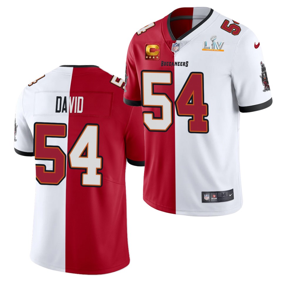 Mens Tampa Bay Buccaneers #54 Lavonte David Nike Red White Split Two Tone Jersey