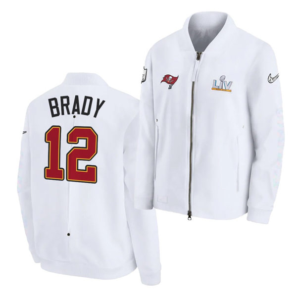 Mens Tampa Bay Buccaneers #12 Tom Brady Nike White Super Bowl LV Bound Diamond Full-Zip Jacket