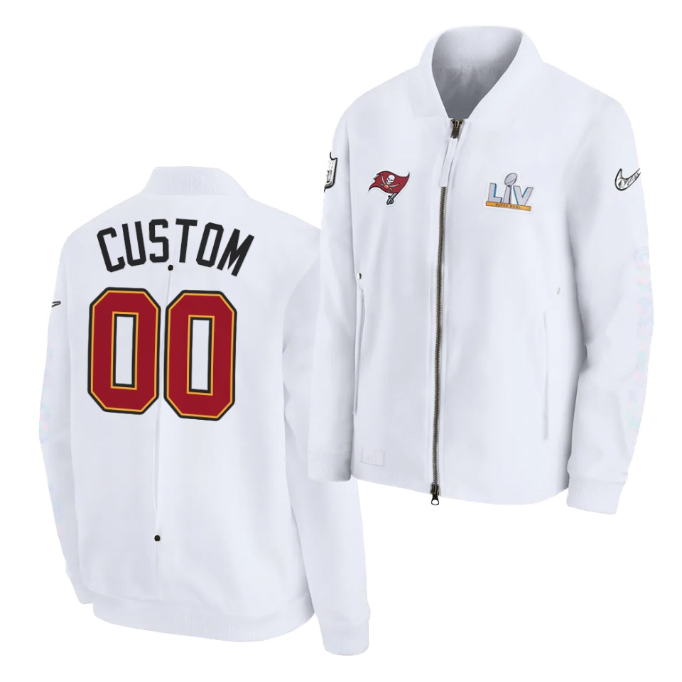 Mens Tampa Bay Buccaneers Custom Nike White Super Bowl LV Bound Diamond Full-Zip Jacket