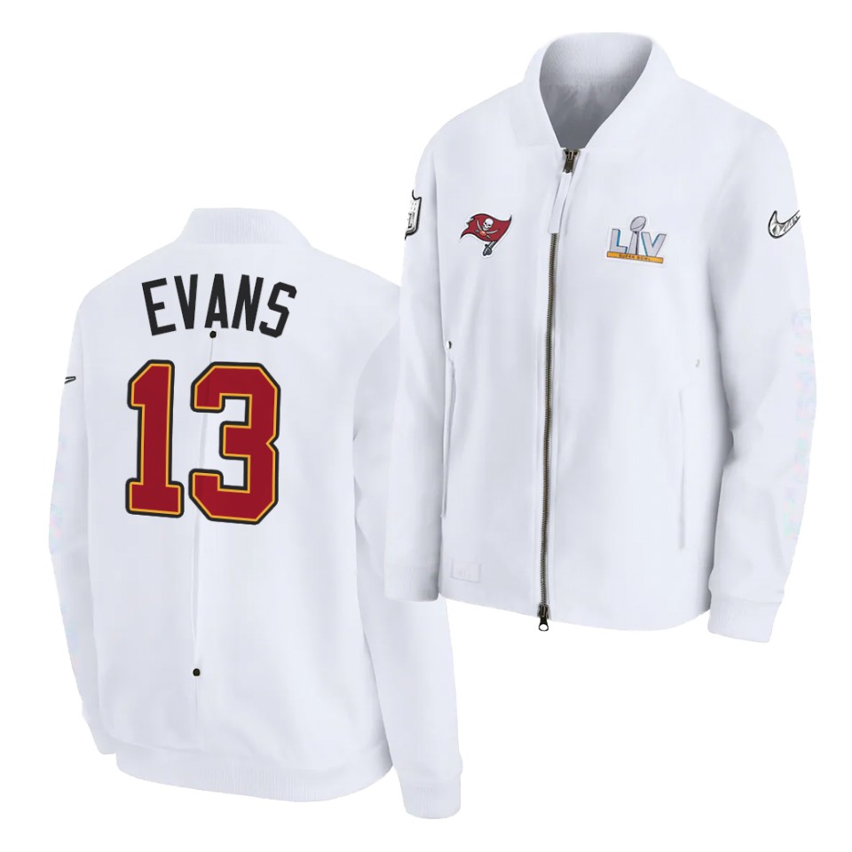 Mens Tampa Bay Buccaneers #13 Mike Evans Nike White Super Bowl LV Bound Diamond Full-Zip Jacket