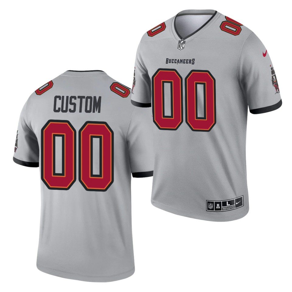 Youth Tampa Bay Buccaneers Custom Tom Brady Mike Evans Derrick Brooks Lee Roy Selmon Nike Gray 2021 Inverted Legend Jersey