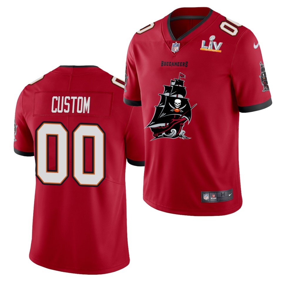 Mens Tampa Bay Buccaneers Custom Nike Red 2021 Super Bowl LV Champions Alternate Logos Vapor Limited Jersey