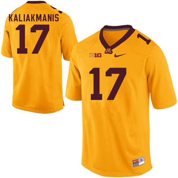 Mens Minnesota Golden Gophers #17 Athan Kaliakmanis Nike Gold College Football Jersey 