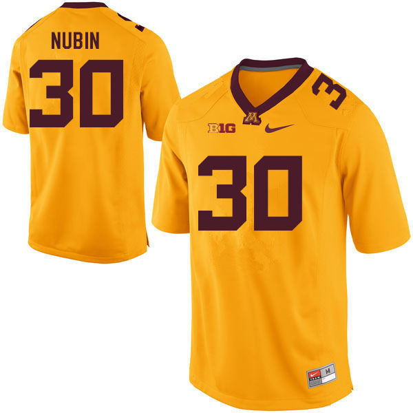 Mens Minnesota Golden Gophers #30 Jordan Nubin Nike Gold College Football Jersey 