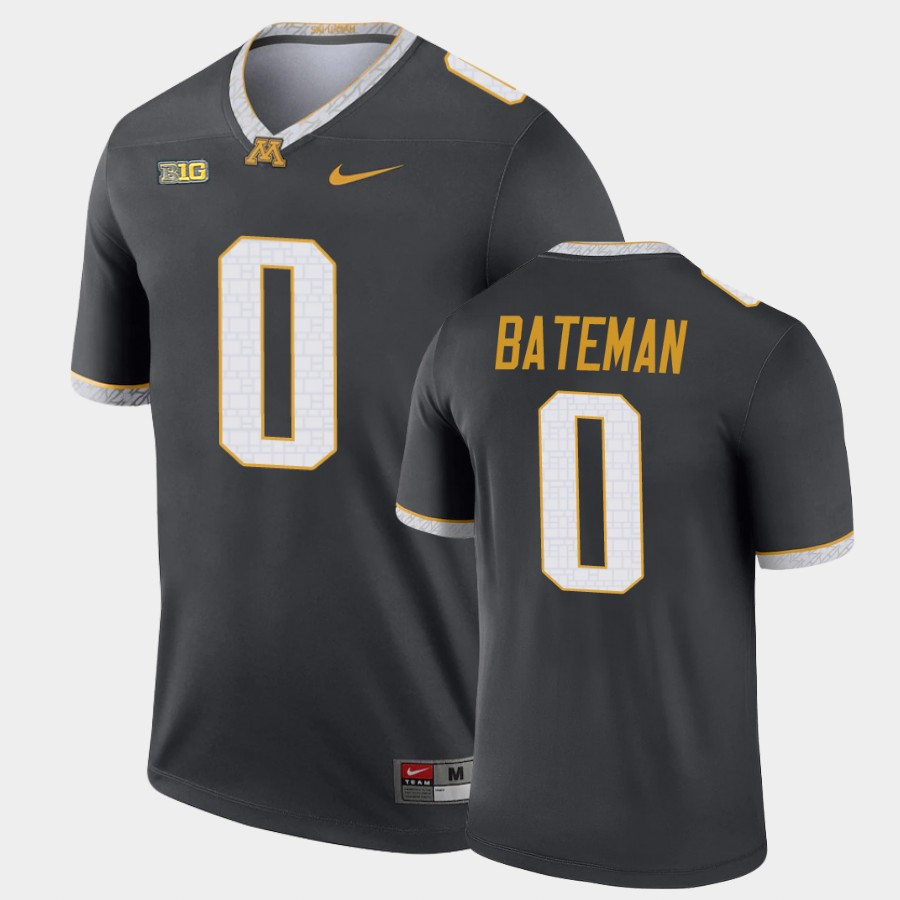 Mens Minnesota Golden Gophers #0 Rashod Bateman Nike Gray Alternate Legend College Football Jersey