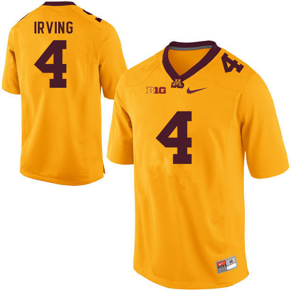 Mens Minnesota Golden Gophers #4 Mar'Keise Irving Nike Gold College Football Jersey 