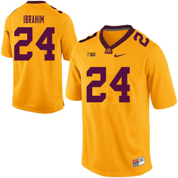 Mens Minnesota Golden Gophers #24 Mohamed Ibrahim Nike Gold College Football Jersey 