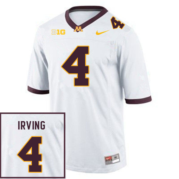 Mens Minnesota Golden Gophers #4 Mar'Keise Irving Nike 2020 White NCAA College Football Game Jersey