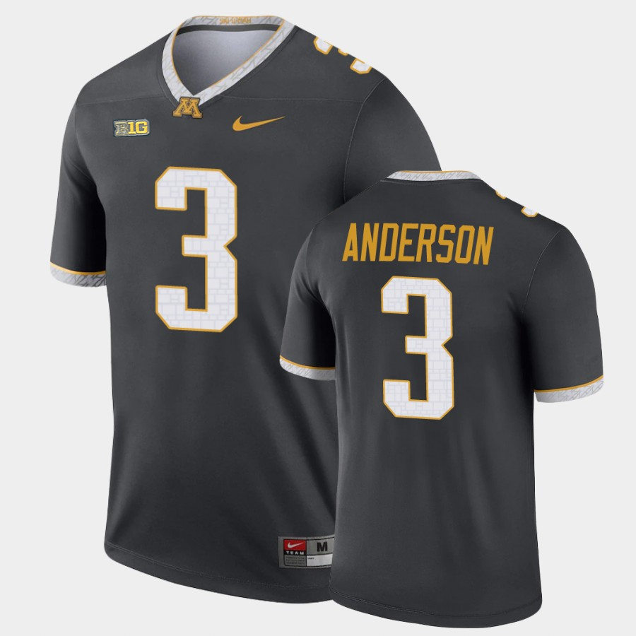 Mens Minnesota Golden Gophers #3 MJ Anderson Nike Gray Alternate Legend College Football Jersey