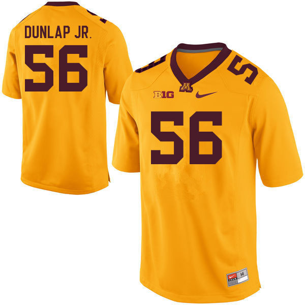 Mens Minnesota Golden Gophers #56 Curtis Dunlap Jr Nike Gold College Football Jersey 