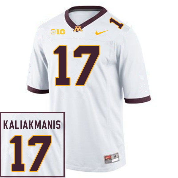 Mens Minnesota Golden Gophers #17 Athan Kaliakmanis Nike 2020 White  NCAA College Football Game Jersey