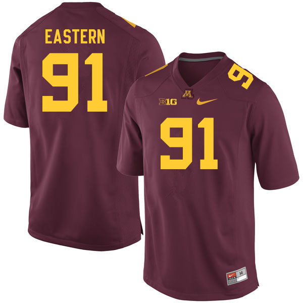 Mens Minnesota Golden Gophers #91 Deven Eastern Nike 2018 Maroon Gold College Football Jersey