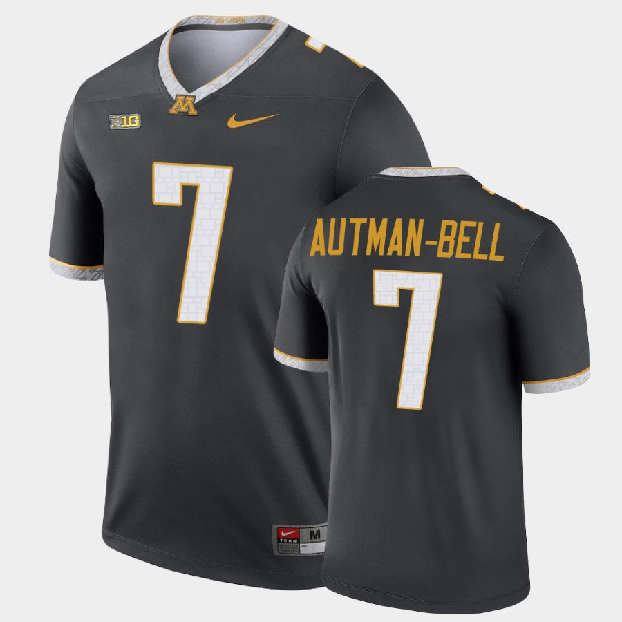 Mens Minnesota Golden Gophers #7 Chris Autman-Bell Nike Gray Alternate Legend College Football Jersey