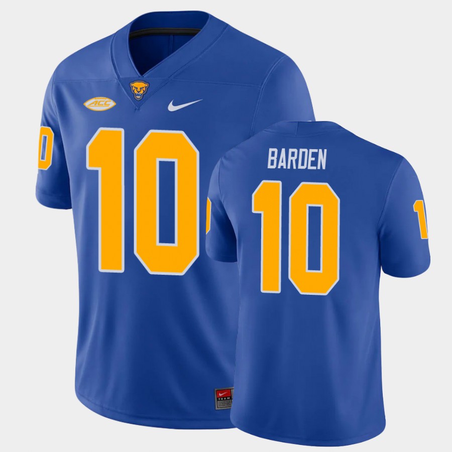 Mens Pittsburgh Panthers #10 Jaylon Barden Nike 2020 Royal College Football Game Jersey
