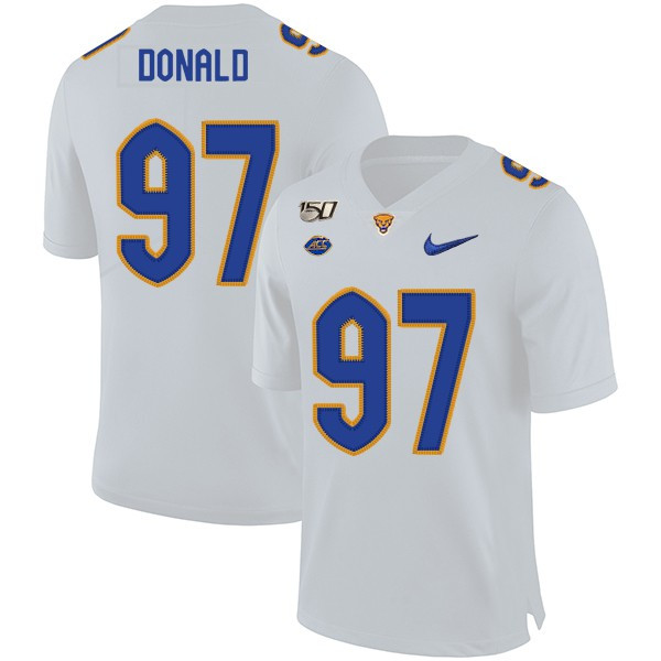Mens Pittsburgh Panthers #97 Aaron Donald Nike 2020 White College Football Game Jersey