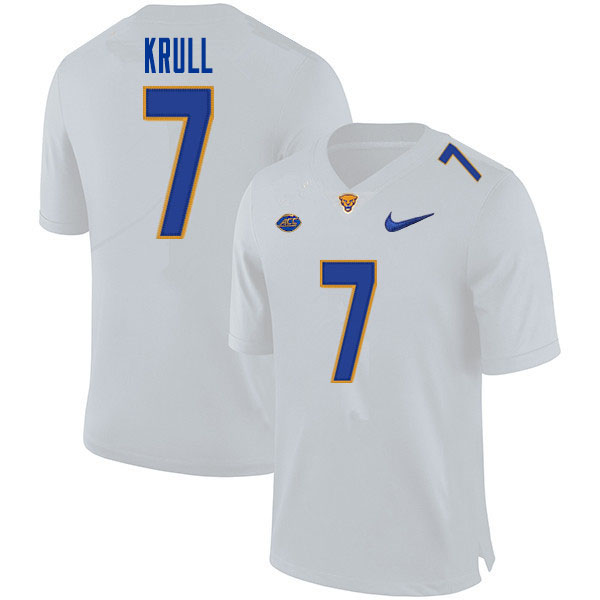 Mens Pittsburgh Panthers #7 Lucas Krull Nike 2020 White College Football Game Jersey
