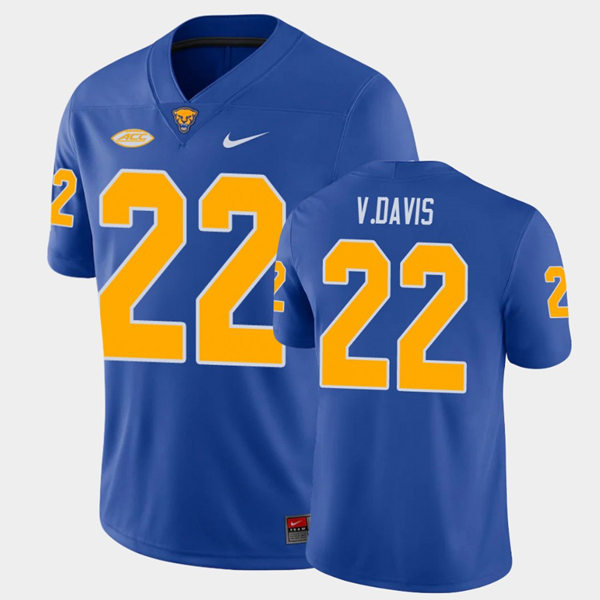 Mens Pittsburgh Panthers #22 Vincent Davis Nike 2020 Royal College Football Game Jersey