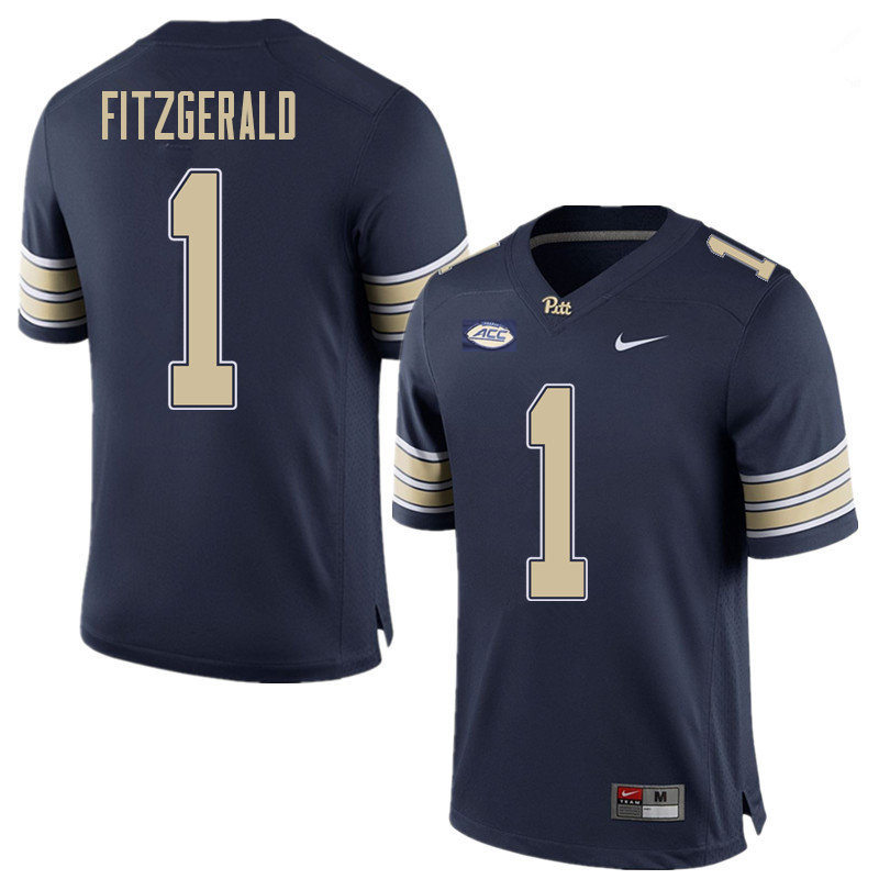 Mens Pittsburgh Panthers #1 Larry Fitzgerald Nike 2017 Navy College Football Game Jersey
