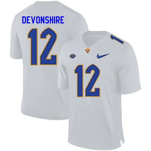 Mens Pittsburgh Panthers #12 M.J. Devonshire Nike 2020 White College Football Game Jersey
