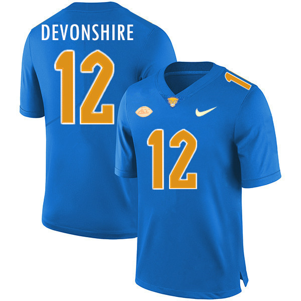 Mens Pittsburgh Panthers #12 M.J. Devonshire Nike 2020 Royal College Football Game Jersey