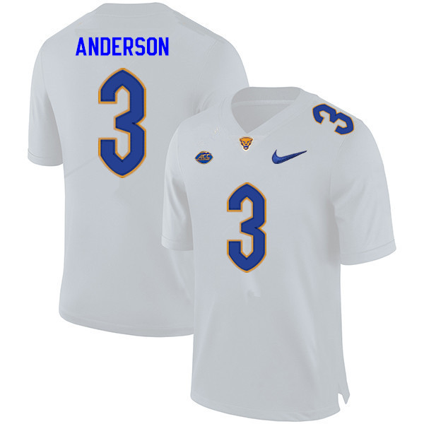 Mens Pittsburgh Panthers #3 Khalil Anderson Nike 2020 White College Football Game Jersey