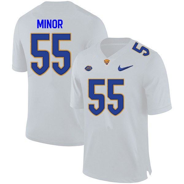Mens Pittsburgh Panthers #55 Marcus Minor Nike 2020 White College Football Game Jersey
