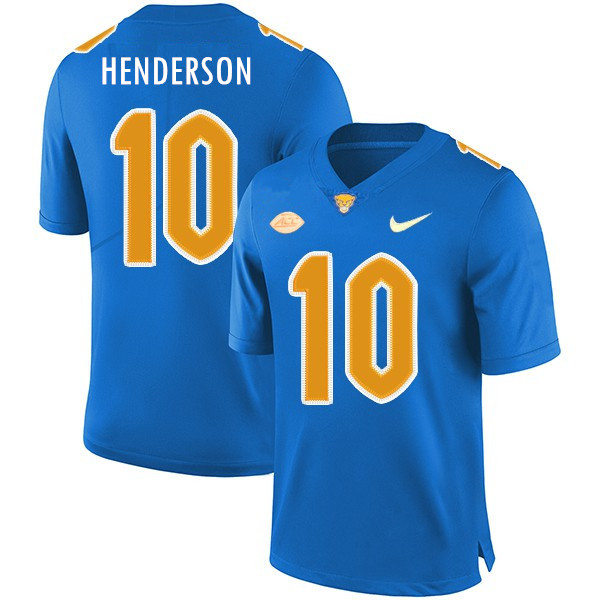Mens Pittsburgh Panthers #10 Quadree Henderson Nike 2020 Royal College Football Game Jersey