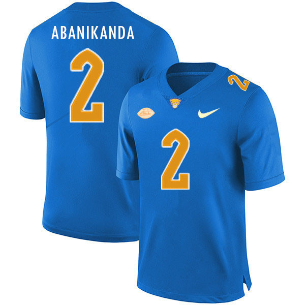Mens Pittsburgh Panthers #2 Israel Abanikanda Nike 2020 Royal College Football Game Jersey