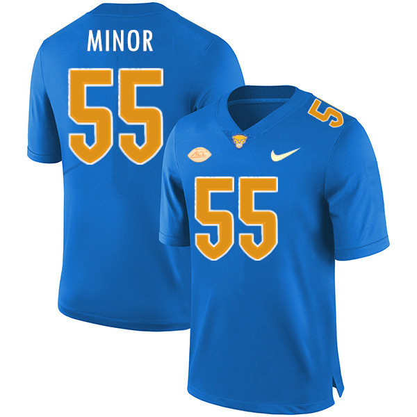 Mens Pittsburgh Panthers #55 Marcus Minor Nike 2020 Royal College Football Game Jersey