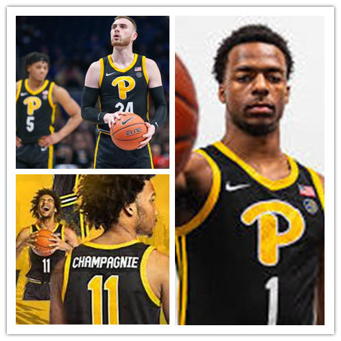 Mens Pittsburgh Panthers Custom Nike Black Gold Team Logo P College Basketball Jersey