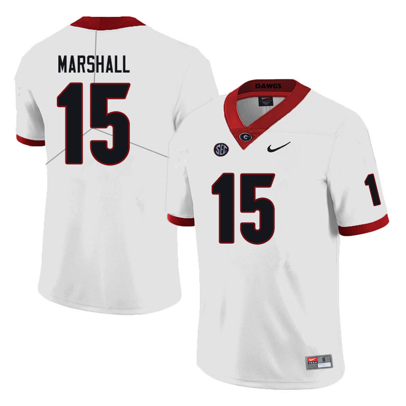 Mens Georgia Bulldogs #15 Trezmen Marshall Nike White Football Jersey