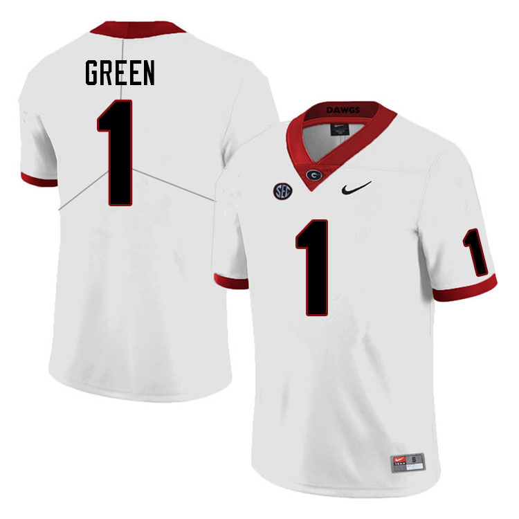 Mens Georgia Bulldogs #1 Nyland Green Nike White Football Jersey