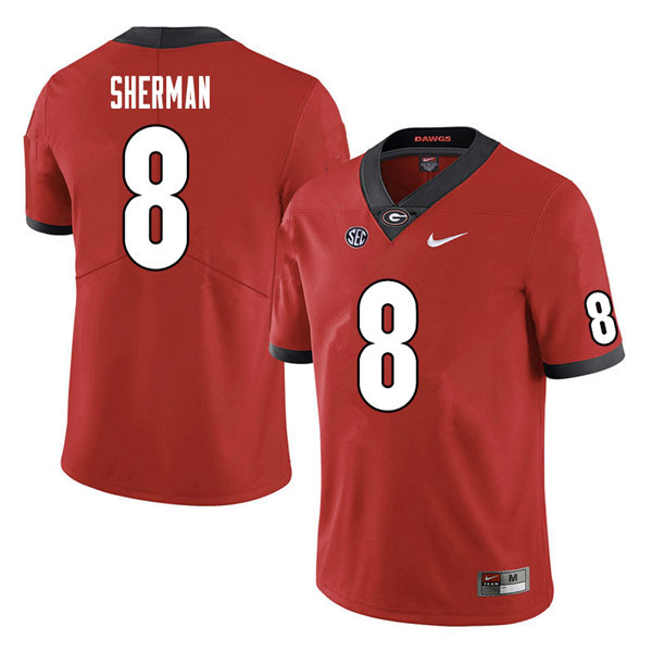 Mens Georgia Bulldogs #8 MJ Sherman Nike Red Home Game Football jersey