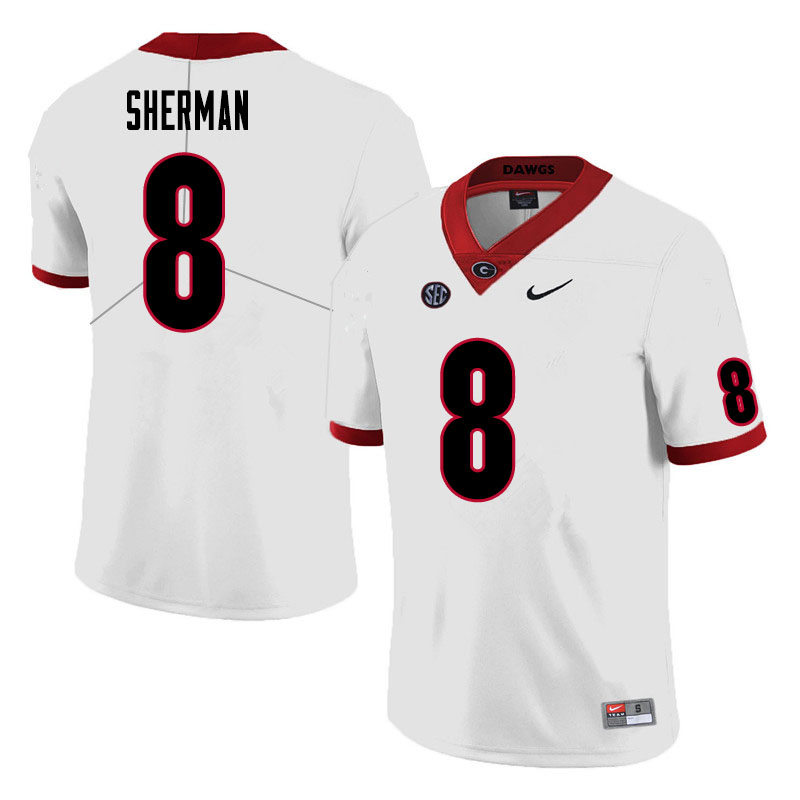 Mens Georgia Bulldogs #8 MJ Sherman Nike White Football Jersey