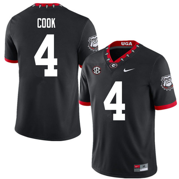 Mens Georgia Bulldogs #4 James Cook Nike 2020 Black College Football Game Jersey