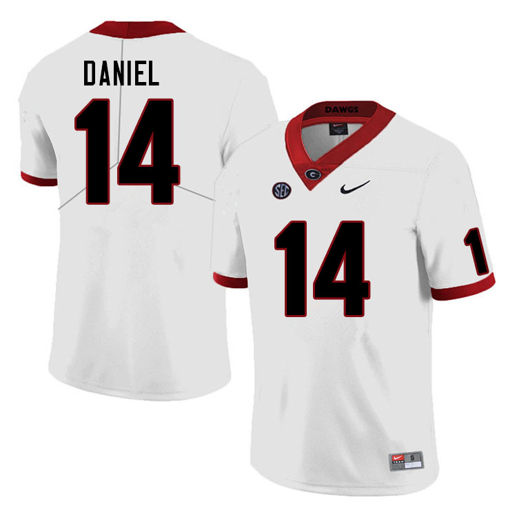 Mens Georgia Bulldogs #14 David Daniel Nike White Football Jersey