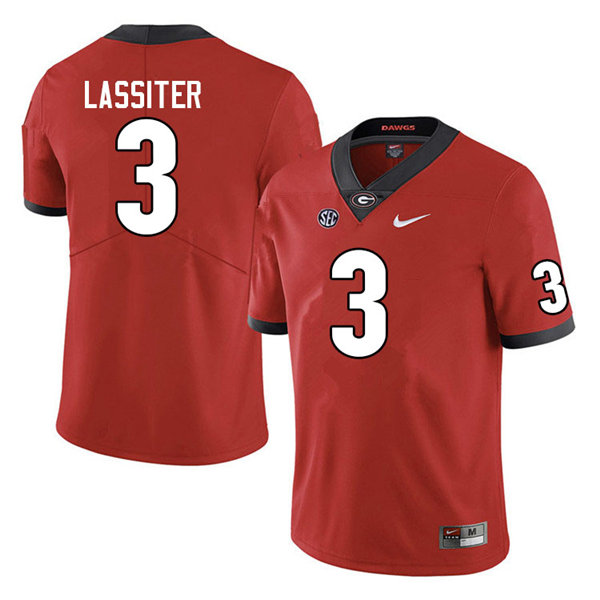 Mens Georgia Bulldogs #3 Kamari Lassiter Nike Red Home Game Football jersey