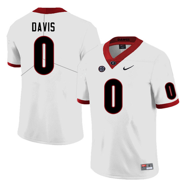 Mens Georgia Bulldogs #0 Rian Davis Nike White Football Jersey