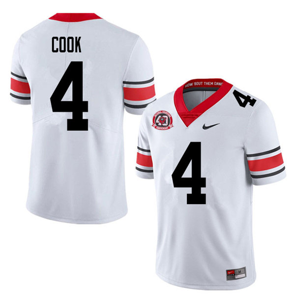 Mens Georgia Bulldogs #4 James Cook Nike 40th anniversary white alternate football jersey