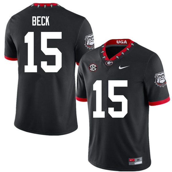 Youth Georgia Bulldogs #15 Carson Beck Nike Black Mascot Alternate 100th Anniversary College Football Game Jersey