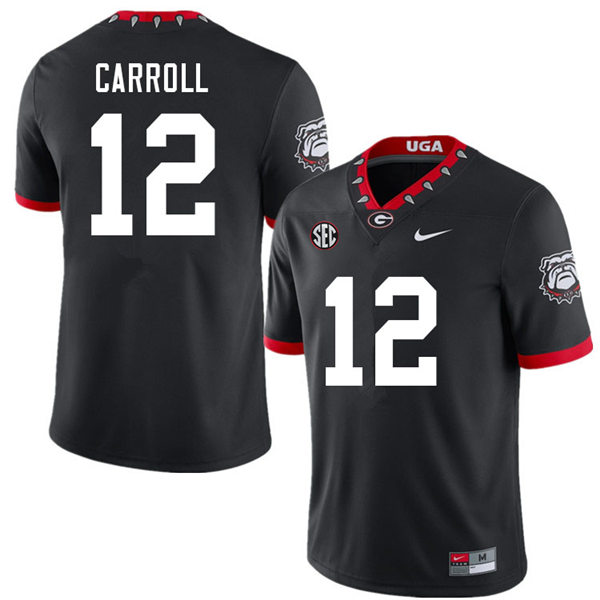 Mens Georgia Bulldogs #12 Lovasea Carroll Nike 2020 Black College Football Game Jersey