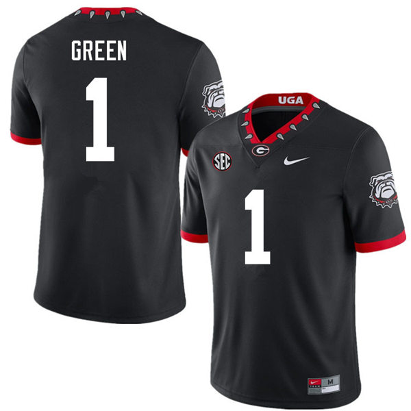 Mens Georgia Bulldogs #1 Nyland Green Nike 2020 Black College Football Game Jersey