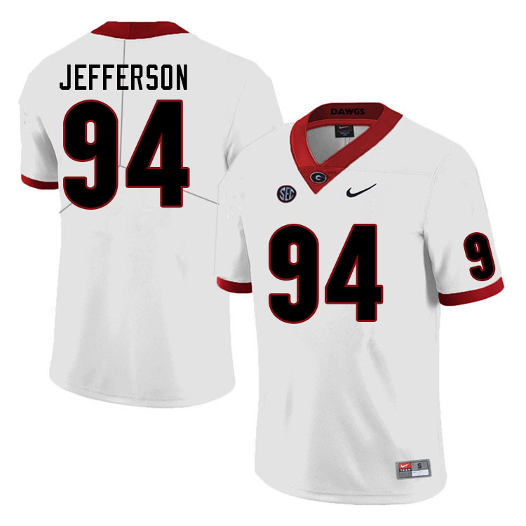 Mens Georgia Bulldogs #94 Jonathan Jefferson Nike White Football Jersey 