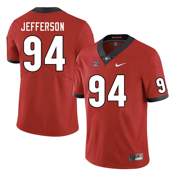 Mens Georgia Bulldogs #94 Jonathan Jefferson Nike Red Home Game Football jersey