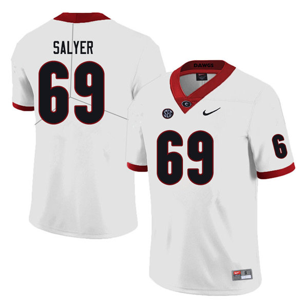 Mens Georgia Bulldogs #69 Jamaree Salyer Nike White Football Jersey 