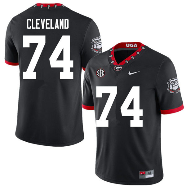 Mens Georgia Bulldogs #74 Ben Cleveland Nike 2020 Black College Football Game Jersey