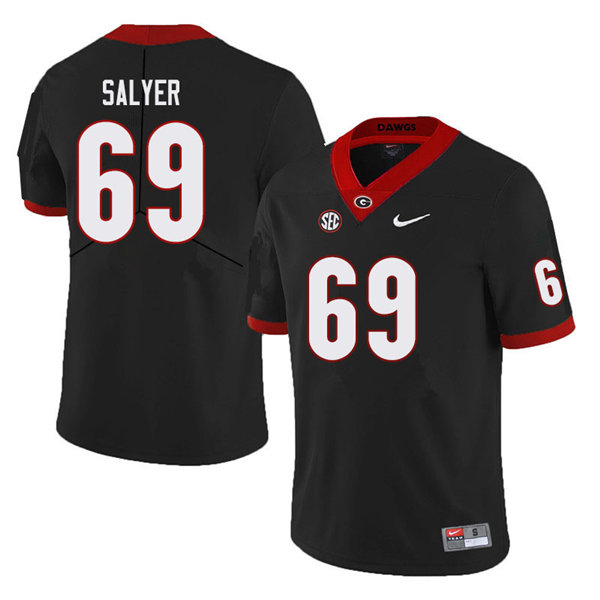 Mens Georgia Bulldogs #69 Jamaree Salyer Nike Black Football Jersey 
