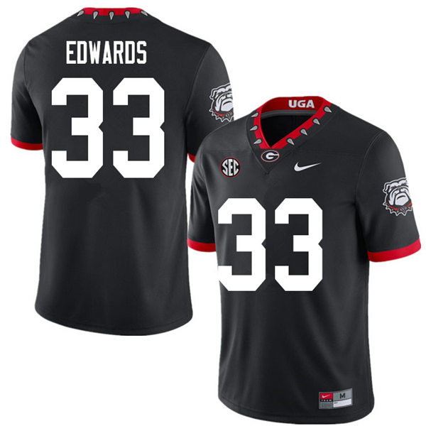 Mens Georgia Bulldogs #33 Daijun Edwards Nike 2020 Black College Foootball Game Jersey
