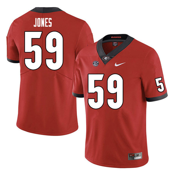 Mens Georgia Bulldogs #59 Broderick Jones Nike Red Home Game Football jersey